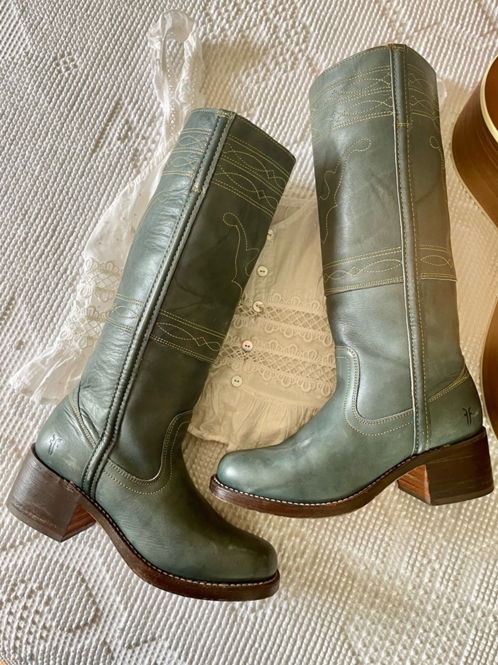 FRYE | Stitched Blue Campus Boots - Picture 2 of 8